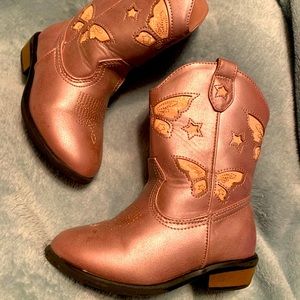 Toddler Pink Metallic Cowgirl Boots (8)